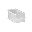 Quantum Plastic Storage Clear-View Ultra Hang and Stack Bin 10-7/8" x 5-1/2" x 5" - Pack of 12