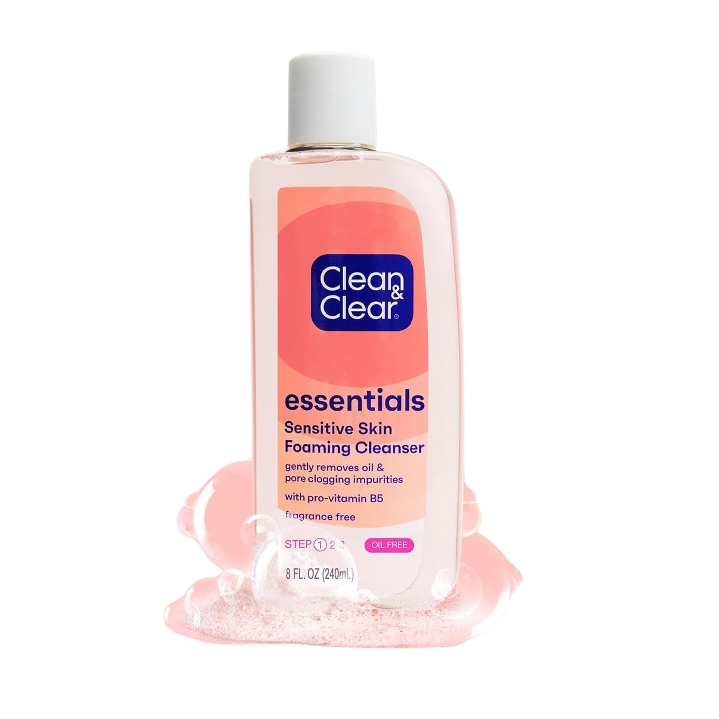 Clean & Clear ESSENTIALS Foaming Facial Cleanser, 8 Ounce (Pack of 2)