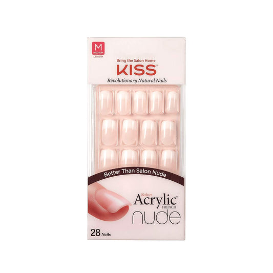 (2 PACK) Kiss Salon Acrylic Nude French 28 Nails (KAN03), Free Glue, False Nails, French Fake Nails Beauty & Personal Care La Shield