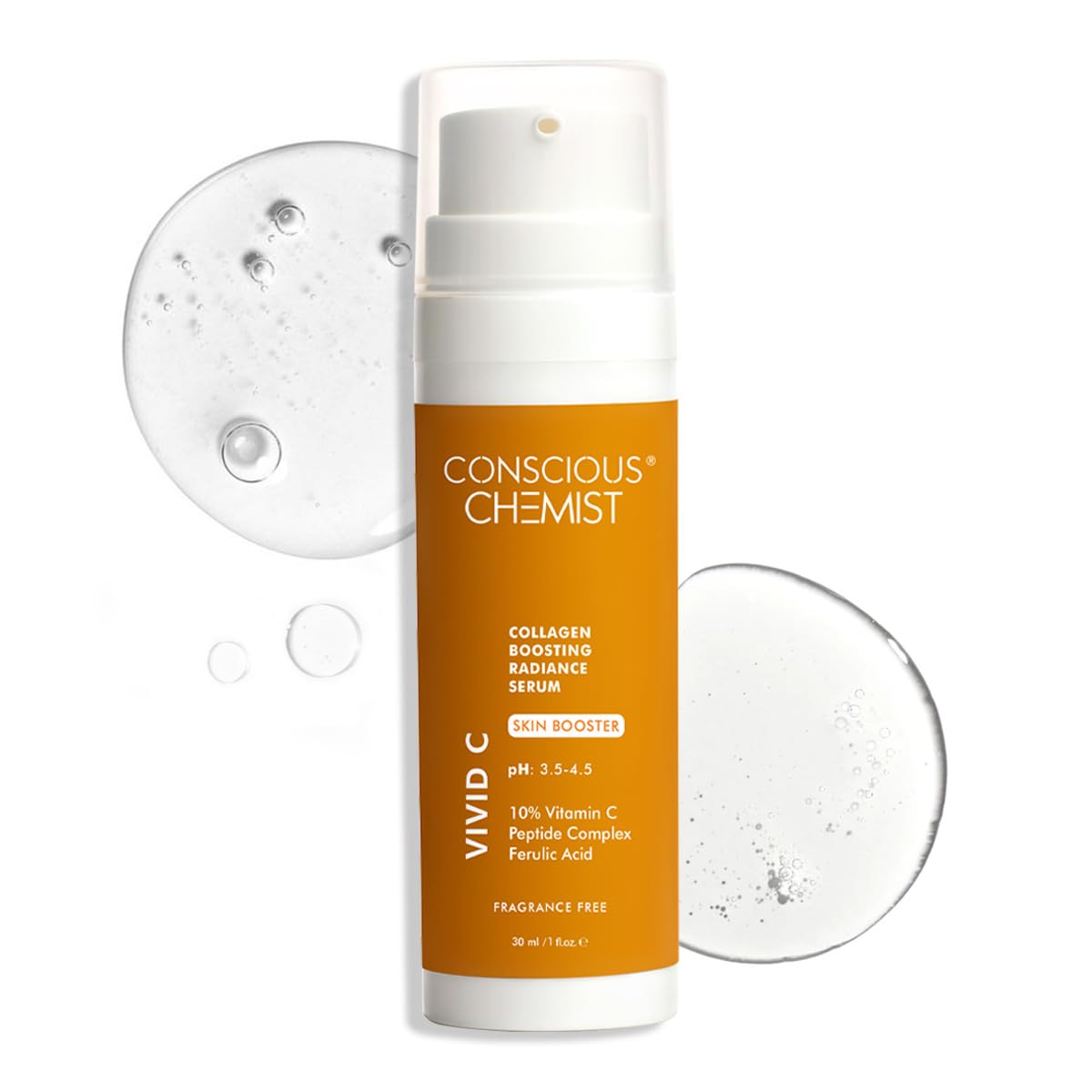 Conscious Chemist Vitamin C 10% Face Serum | 30ml | Brightening & Anti-Aging Serum with Ferulic Acid | Reduces Dark Circles, Fine Lines & Dullness |
