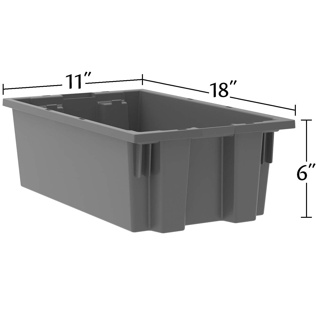 Akro-Mils 35180 Nest and Stack Plastic Storage Container and Distribution Tote, (18-Inch L x 11-Inch W x 6-Inch H), Blue, (6-Pack)