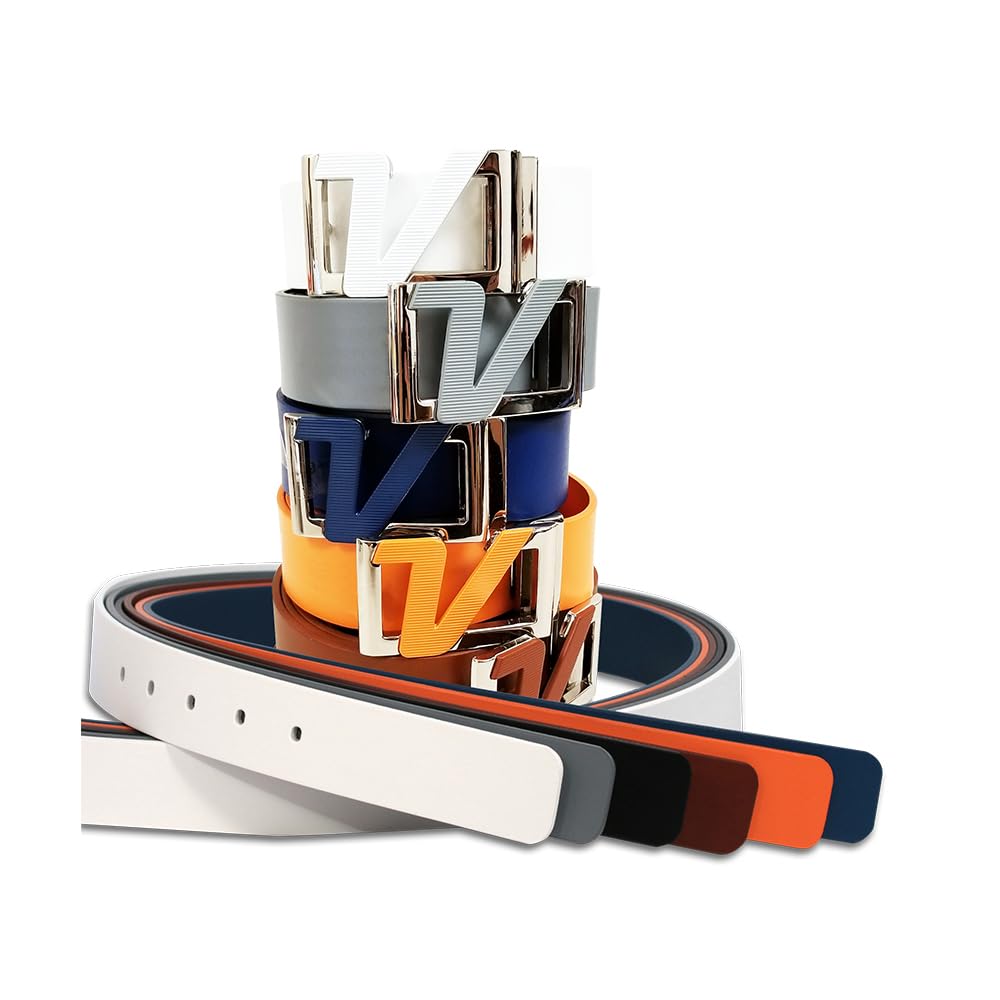 AMBA7 Volvik 100% Genuine Italian Real Solid Leather Belt Strap Free Size up to 46", Unisex, Grey