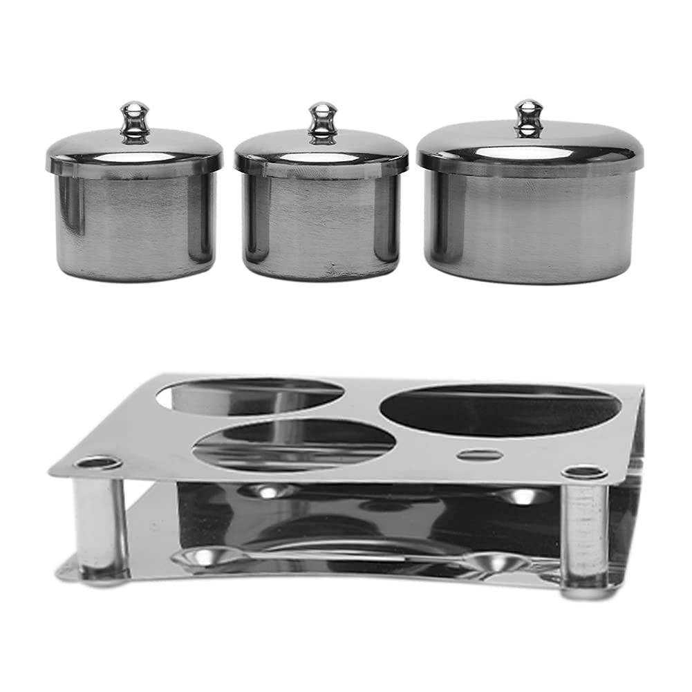 3PCS Professional Stainless Steel Acrylic Nail Tips Cup Dappen Dish Liquid Powder Holder Container Nail Art Equipment Tools (Silver)