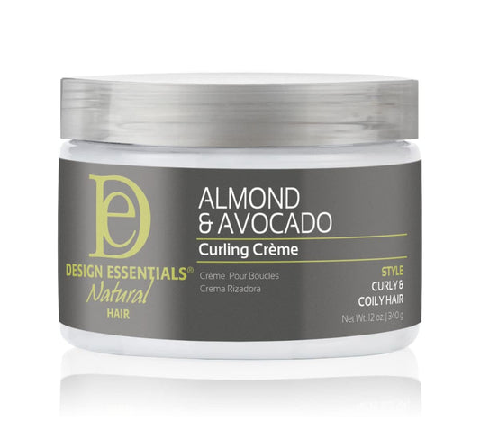 Design Essentials Almond & Avocado Curling Crème, Curl Defining Cream for Curly & Coily Hair, Soft Hold & Shine, 12 oz