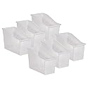 Teacher Created Resources Plastic Book Bin, 11.3-inch x 5.5-inch x 7.5-inch, Clear, 6/Pack (TCR20458-6)
