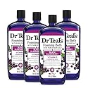 Dr Teal's Foaming Bath with Pure Epsom Salt, Black Elderberry with Vitamin D, 34 fl oz (Pack of 4)