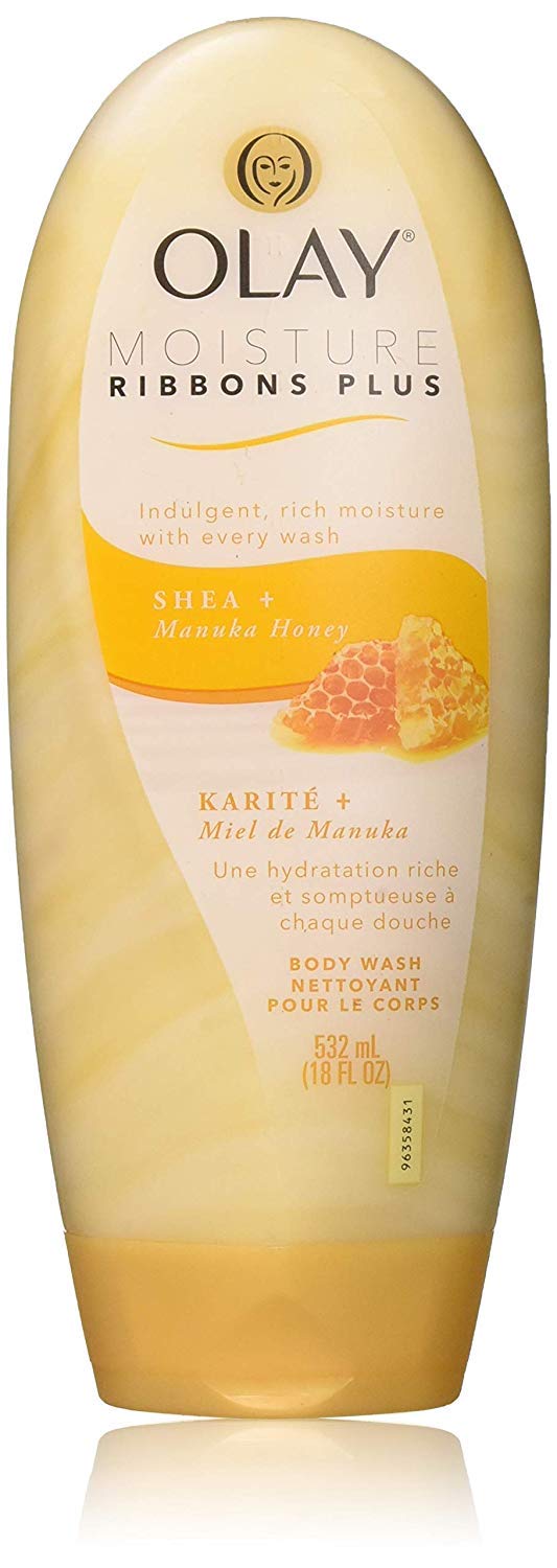 Olay Moisture Ribbons Plus Body Wash - Shea & Manuka Honey - Net Wt. 18 FL OZ (532 mL) Per Bottle - Pack of 3 Bottles