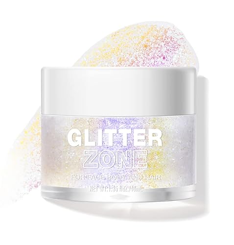 LANGMANNI Holographic Body Glitter Gel for Body, Face, Hair and Lip.Color Changing Glitter Gel Under Light. Vegan & Cruelty Free-1.35 oz (3# Neon