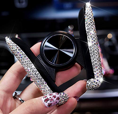 Best Bling Rhinestone Crystal Convenient Mini Car Dash Air Vent Automatic ADJUSTABLE Phone Holder (Silver)