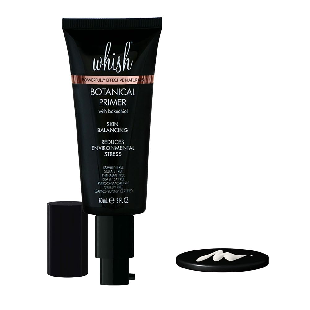 Whish Botanical Primer with Bakuchiol - Minimizes Pores, Wrinkles & Evens Skin Tone With Natural Retinol Alternative - Hydrating Makeup Primer For All
