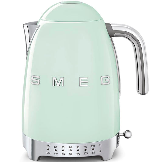 SMEG 7-Cup Variable Temperature Electric Kettle - Retro Style Aesthetic with Advanced Technology - Stainless Steel, 1400W, 120V, 360° Swivel Base…