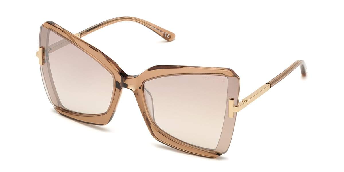 Tom Ford FT0766 Shiny Beige 57G FT0766 Butterfly Sunglasses Lens Category 2 Siz
