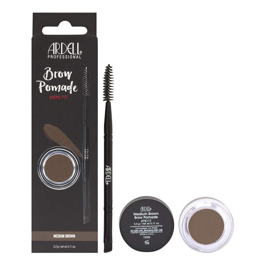 Ardell Brow Pomade - Medium Brown, Smudge-Proof Long-Lasting Eyebrow Makeup, with Dual-Ended Precision Brush and Spoolie for Defined and Natural…