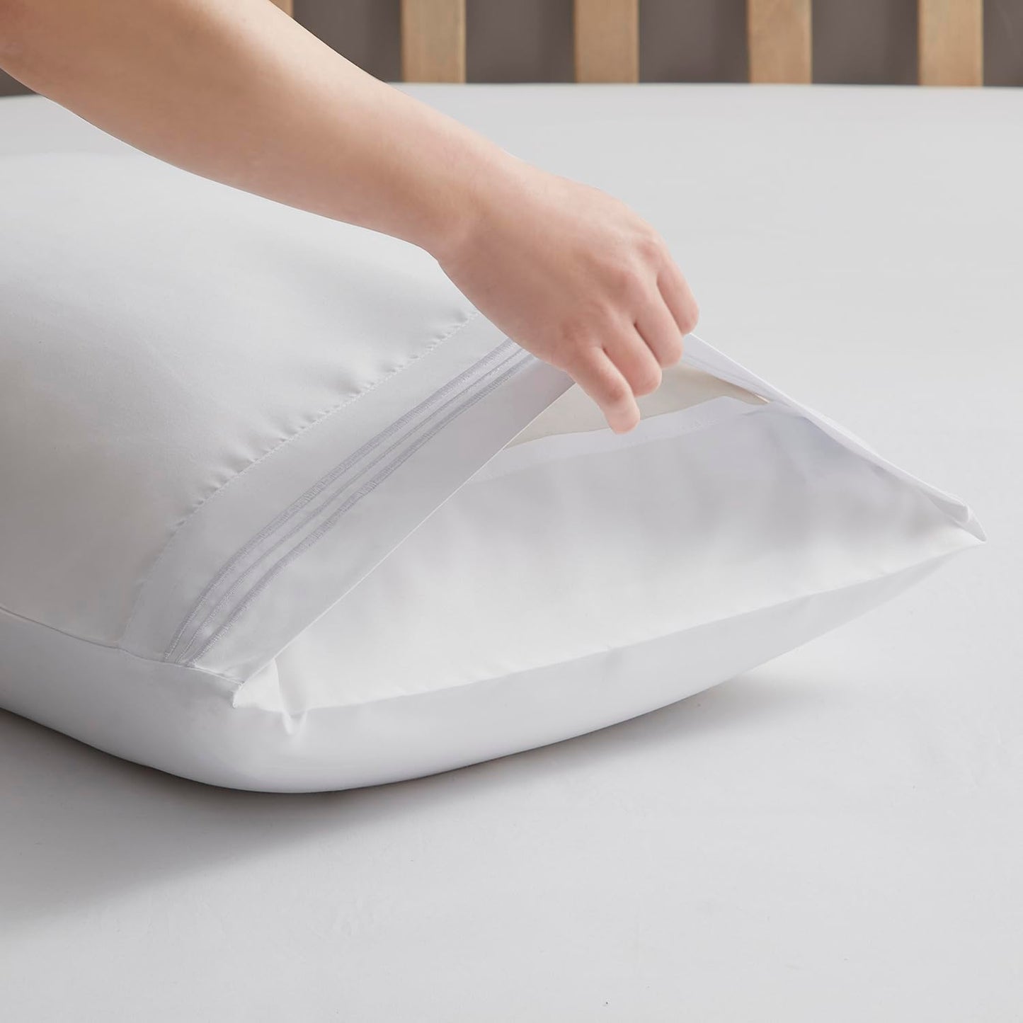 Nestl White King Pillow Cases 20x40 Inches, Soft Microfiber, Envelope Closure, King Size Set of 2