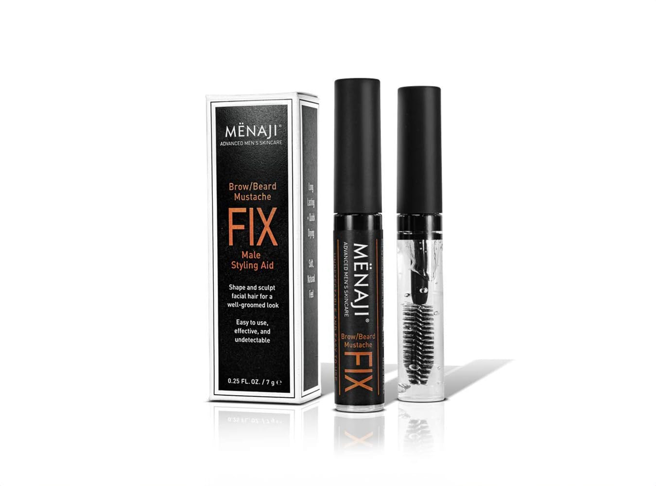 ME?NAJI The Fix - Mens Beard and Brow Gel - Hold and Setting Gel with Spiral Brush - Long Lasting - Keep Facial Hair in Place - 0.25 Oz