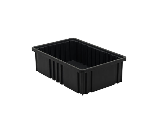 QUANTUM STORAGE SYSTEMS DG92050CO Dividable Grid Conductive Plastic Heavy Duty Part Organizer Black Bins 17" L x 11" W x 5" H 12 Pack