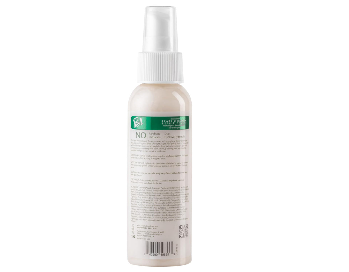 Prell Pearl Miracle Repair Serum - Intensive Hair Repair Serum Reduces Split Ends & Strengthens Weak Thinning Hair | 4 fl oz