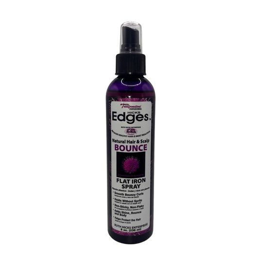 Hicks Edges Natural Hair and Scalp Bounce Flat Iron Spray, Smooth Bouncy Curls, Holds without Spritz with Heat Protection, Non-Sticky and Non Flaky Beauty & Personal Care Ruth Hicks Enterprise