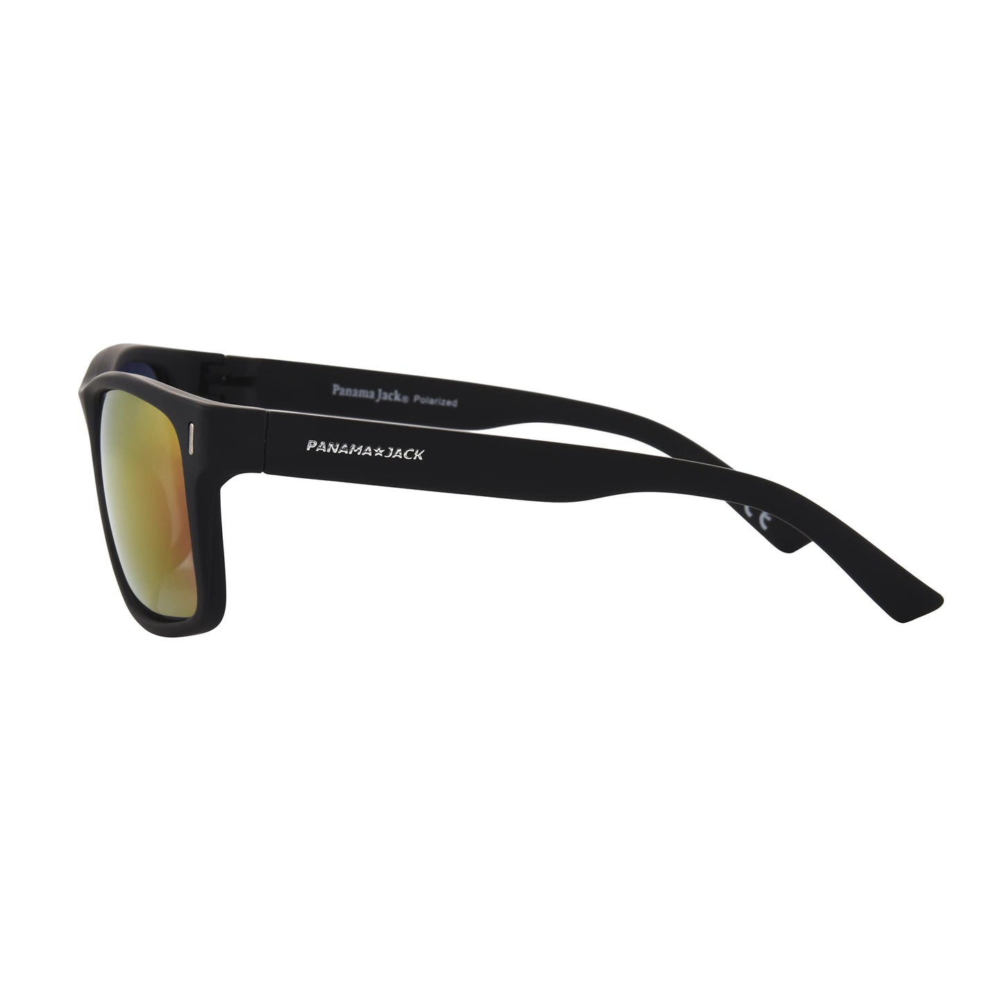 Panama Jack Women's Polarized Purple-Red Mirror Wrap Sunglasses, Black, 62mm