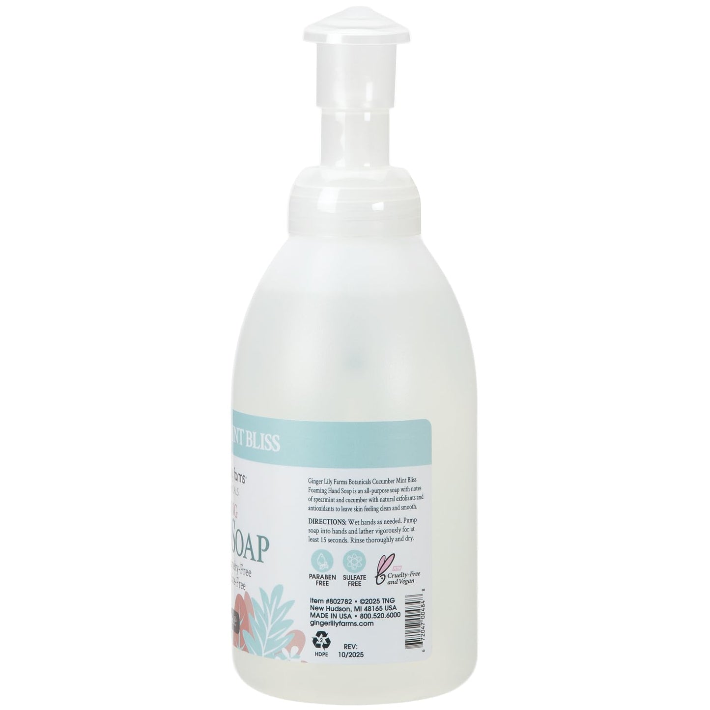 Ginger Lily Farms Botanicals All-Purpose Foaming Hand Soap Refill, 100% Vegan & Cruelty-Free, Cucumber Mint Bliss Scent, 20 Fl Oz (Pack of 8)