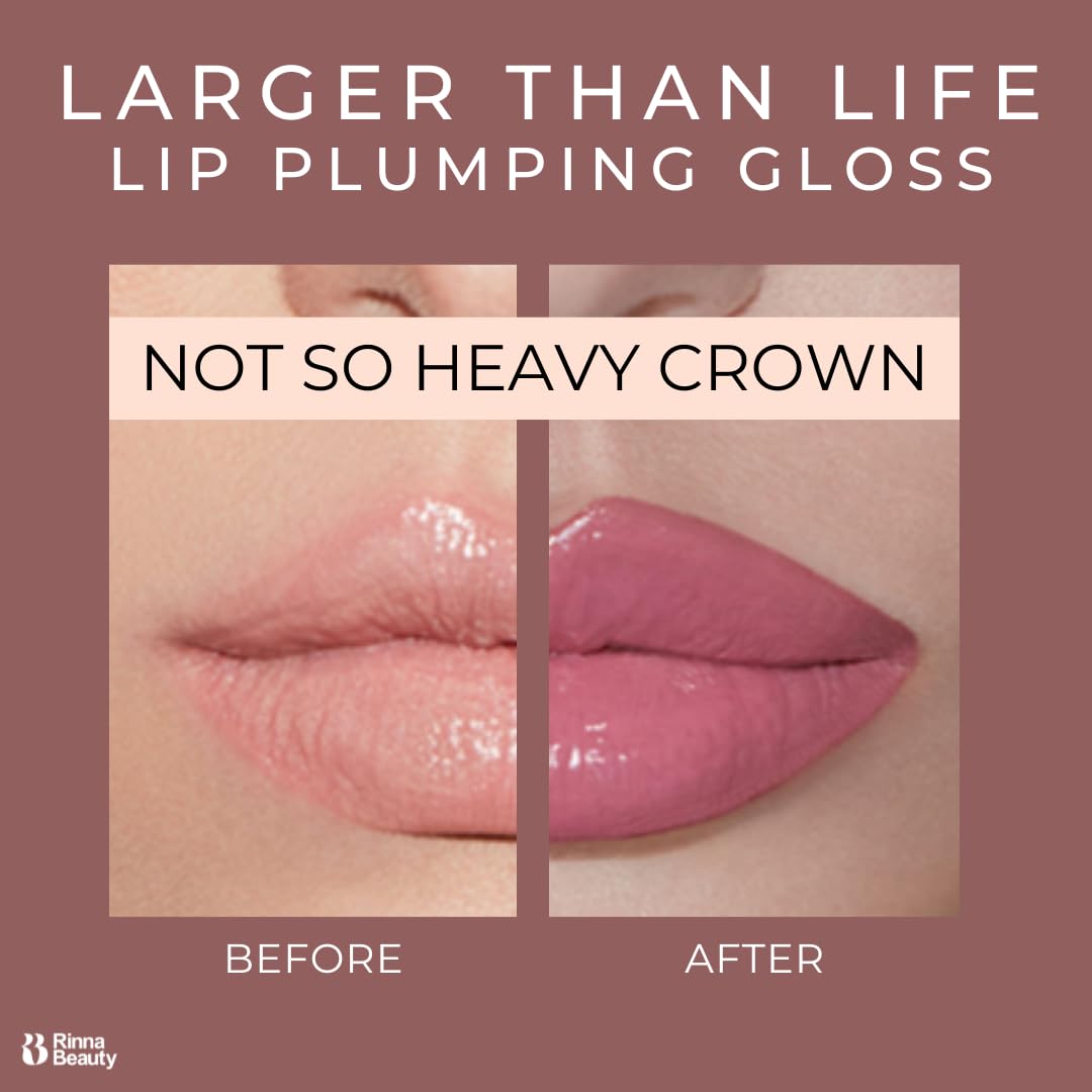Rinna Beauty - Larger Than Life Lip Plumping Gloss - Not So Heavy Crown - Vegan, Helps Boost Collagen, Increases Lip Volume, Elastin Production,