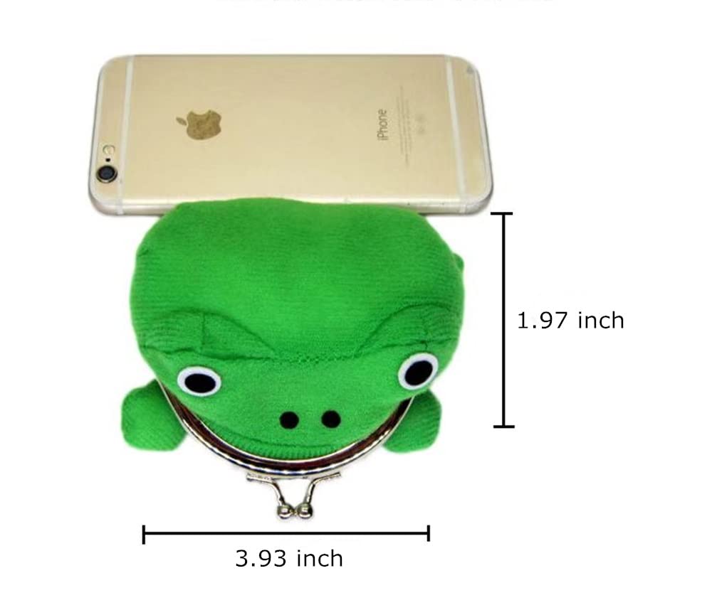 Frog Coin Wallet, Anime Cosplay Plush Frog Coin Purse Green Cartoon Frogs Money Pouch Cute Funny Wallet for Halloween Gifts