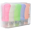 AOUTACC 5 Pack TSA Approved Travel Bottles Sets, 3 Ounce Leakproof Silicone Travel Containers Liquid Portable Leakproof Travel Size Bottles