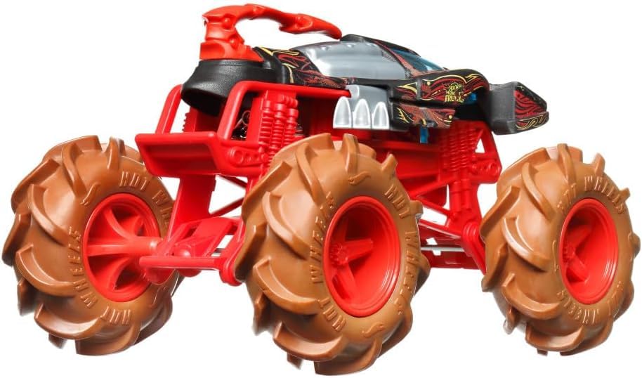 Hot Wheels Monster Trucks Scorpedo 1:24 Scale Die-Cast Vehicle, Red and Black, Giant Wheels, Ages 3-8 Years