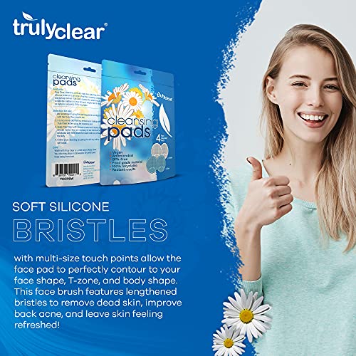 Truly Clear Exfoliate Pads - Foodgrade Silicone Facial Scrubber - Gentle Exfoliator for Sensitive Skin, Cleansing Brush - Soft Bristles, Removes