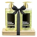 16 fl oz Lemon Citrus Aromatic and Nourishing Hand Soap Set Keep Your Skin Incredibly Soft & Clean in a Wooden Holder Unisex Formula Luxury Body Care