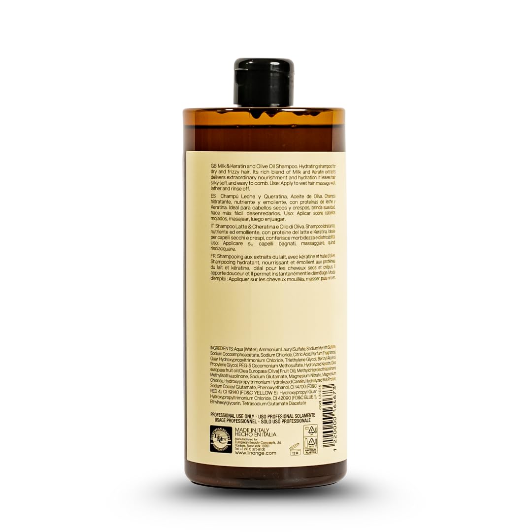 Linange Milk & Keratin Set: 33.8 Oz Shampoo, 33.8 Oz Mask, 8.45 Oz Leave-in Conditioner Spray (Free Starry Sexy Kiss Lip Plumping)