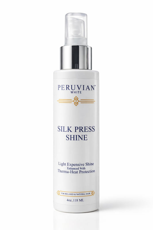 Peruvian white Silk Press Shine Enhanced with Therma-Heat Protection, 4 oz.