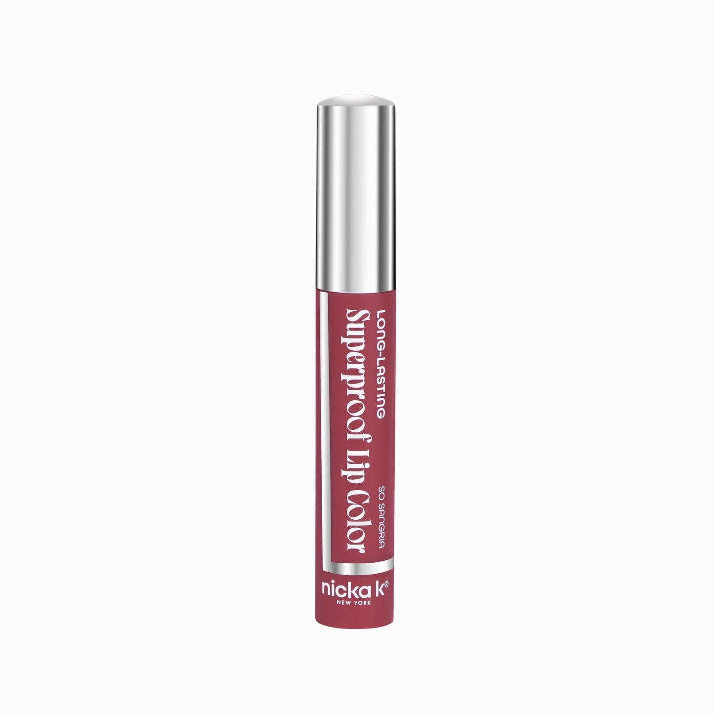 NICKA K NEW YORK Superproof Long-Lasting Lip Color, High Performance, Full Pigment, Glossy Finish (So Sangria)