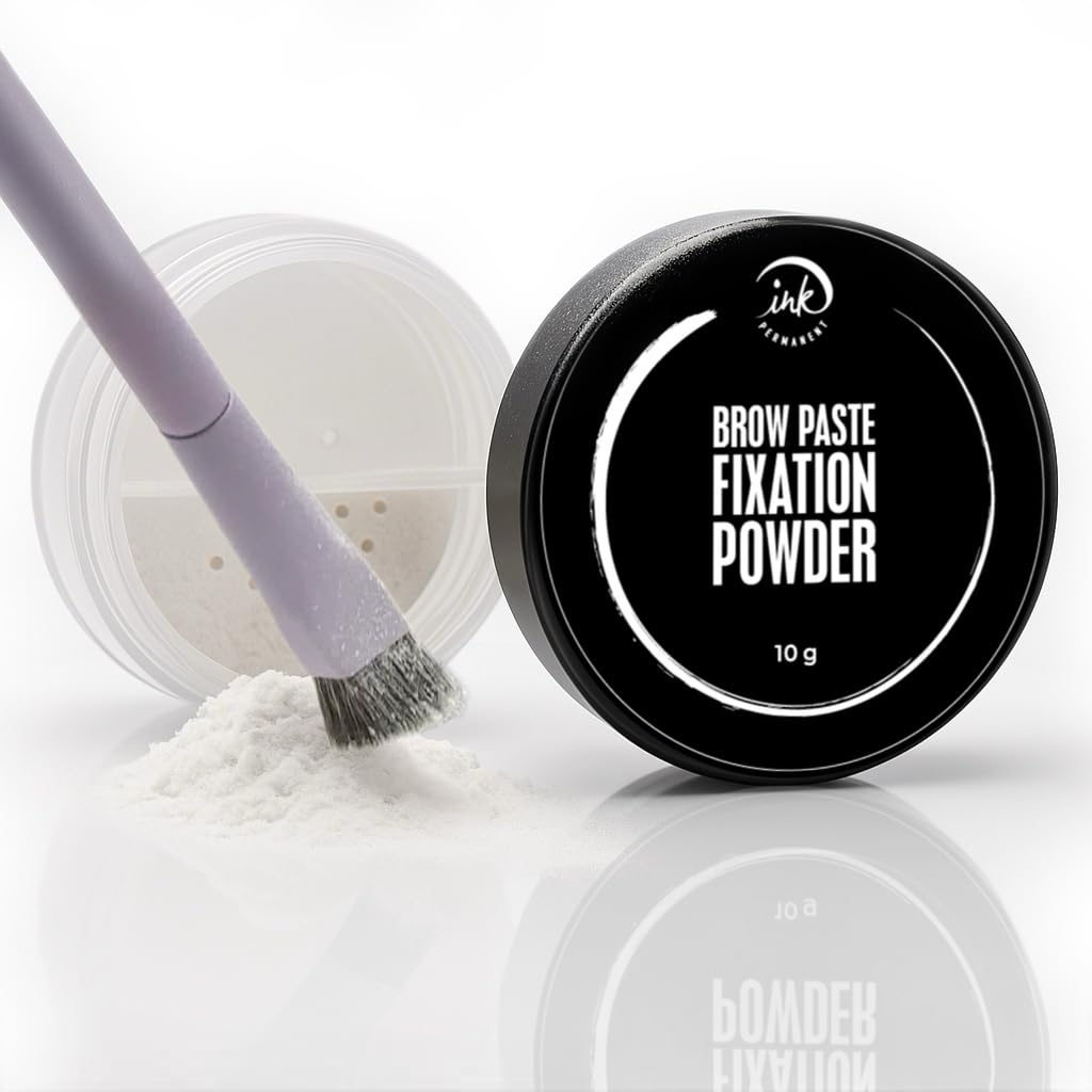 Ink Permanent Eyebrow Mapping Kit with Setting Powder, Eyebrow Brush and Brow Paste, Brow Mapping Tool, White Paste for Outlining & Fixation Powder…