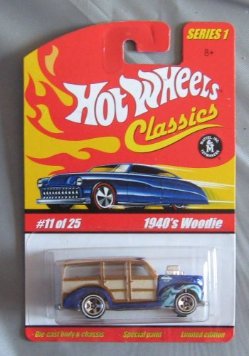 Hot Wheels Classics Series 1 1940's Woodie BLUE 11/25 #11 1:64 Scale Collectible Die Cast Car with a Special Spectraflame Paint