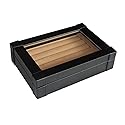 TimelyBuys Black Leatherette Cufflink Case & Ring Storage Organizer Jewelry Box for Cufflinks Father's Day Gift
