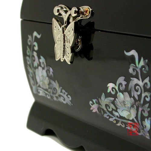 Antique Alive Mother of Pearl Inlay Design Jewelry Box, Wood Jewelry Box, Trinket Case, Keepsake Treasure Chest Box Organizer Holder (Double Crane)