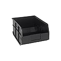 Quantum Storage K-SSB445BK-3 3-Pack Stackable Plastic Shelf Bin, 14" x 11" x 7", Black