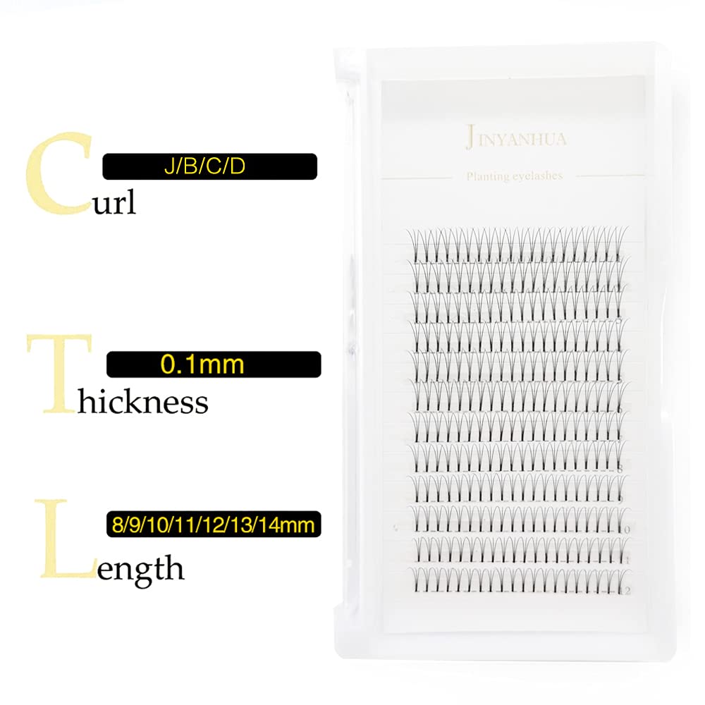 Soft Natural Premade Volume 2D Fans Eyelash Extension 0.10 Thickness 8-14mm Handmade Premade Cluster Volume Fans Faux Mink Lashes 3d (14mm, 3D-0.10-C)