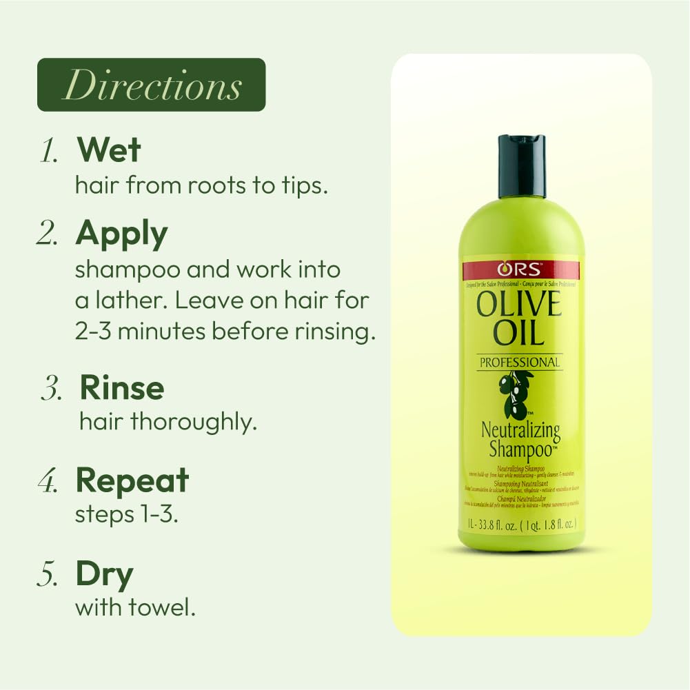 ORS Olive Oil Professional Neutralizing Shampoo to Nourish, Soften & Add Shine 33.8 Ounces