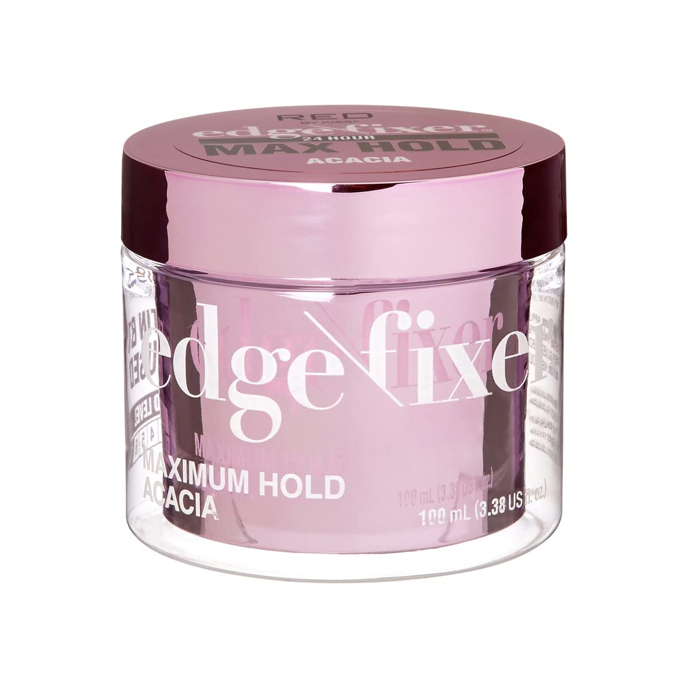 Red by Kiss Edge Fixer Hair Shine Gel, 24 Hour Max Hold, Non-Flaking, Biotin B7 Infused, Natural Styling, Professional Edge Control Wax, Perfect