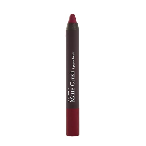 VASANTI Matte Crush Lipstick Pencil (Red Over Heels) | Long-Lasting, Water-Resistant Lip Liner Pencil that Won’t Smudge | Highly Pigmented, Soft Matte