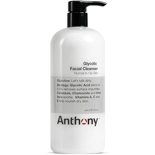 Anthony Glycolic Facial Cleanser for Men, Daily Exfoliating & Hydrating Face Wash, Shave Prep, Non-Foaming, Deep Cleansing, Gentle on Sensitive Skin
