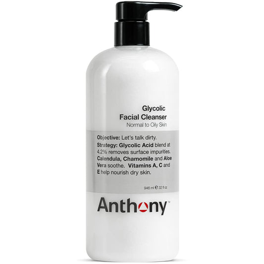Anthony Glycolic Facial Cleanser for Men, Daily Exfoliating & Hydrating Face Wash, Shave Prep, Non-Foaming, Deep Cleansing, Gentle on Sensitive Skin