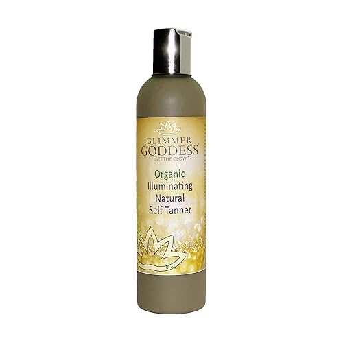 Glimmer Goddess Organic Self Tanner Lotion, Sunless Tanner Lotion - with Shea Butter, Avacado Oil & Almond - Regular, 8oz