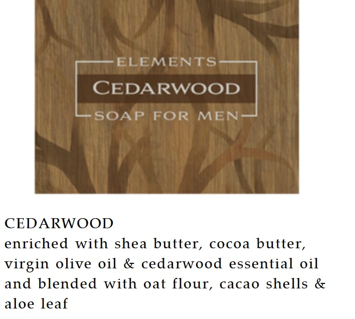 Greenwich Bay Trading Co. Elements Cedarwood Soap for Men, 8.6 oz Bars, Set of 2