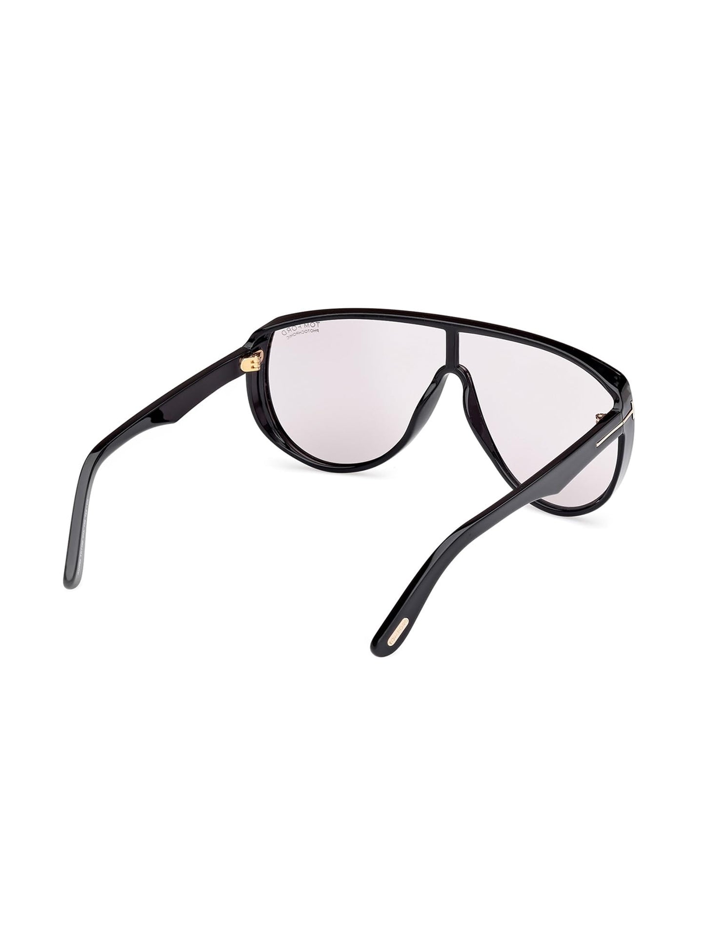 Tom Ford FT1182 01A Sunglasses Shiny Black/Photochromic Light Grey Shield 138mm