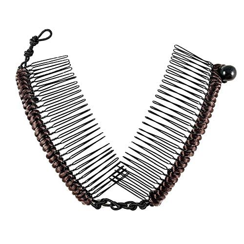 Hairzing Clip | Stretchy Banana Clips for Women - Snug & Comfortable Hair Holder for Thick, Thin and Curly Styles - All Day Hold (Medium, Brown)
