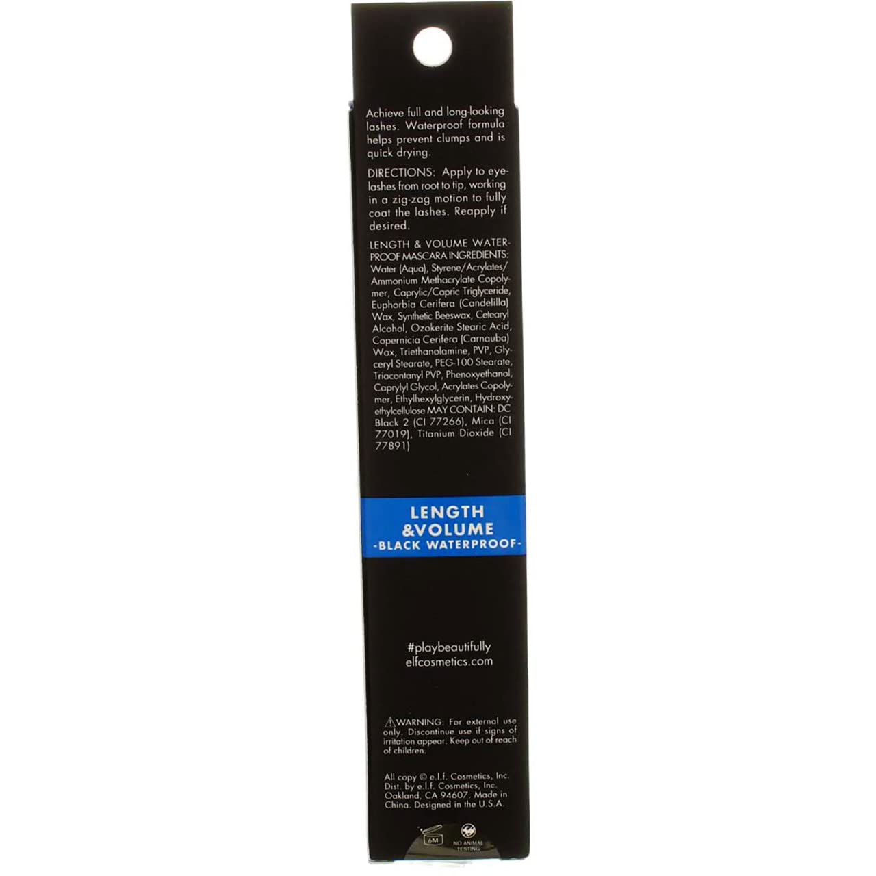 E.L.F, Black Waterproof Lengthening And Volumizing Mascara, 4 Count