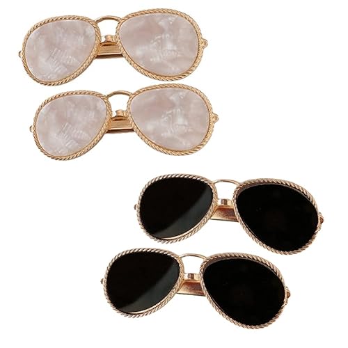 4Pcs Mini Creative Sunglasses Shape Hair Clips Metal Alligator Hair Side Clip Hair Pins Hair Barrettes Hair Accessories for Women Girls Birthday